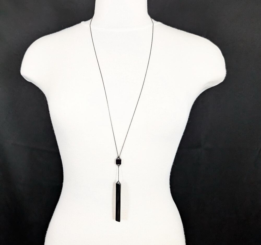 Linea by Louis Dell'Olio Necklace Gunmetal Silver Tone Y Bar Serpentine Chain